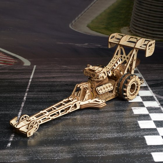Holzmodell Dragster-Rennwagen 