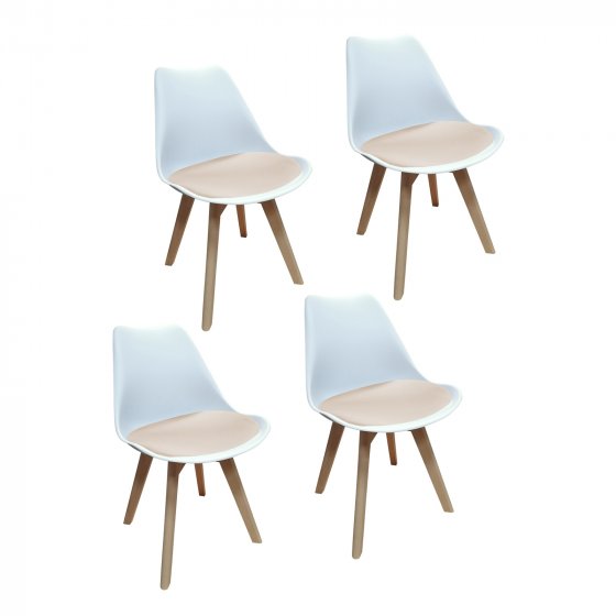 Esszimmerstuhl Samt 4er Set Atlanta Weiß/Creme 