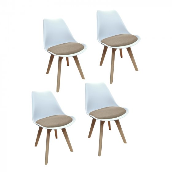 Esszimmerstuhl 4er Set Atlanta Weiß/Beige 