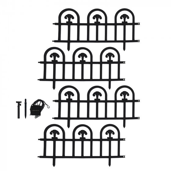 Beeteinfassung 480 cm Schwarz Bögen mit Lichterkette 