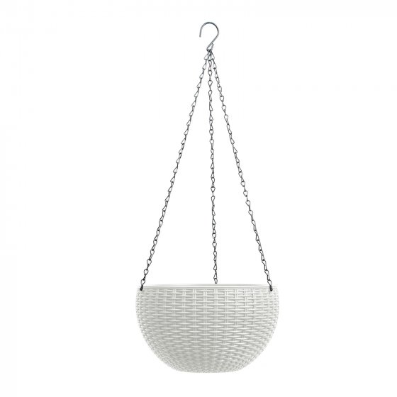 Blumenampel Nessa Rattanoptik Weiß