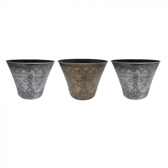 Blumentopf Nessa Ornamente Gold Silber 3er-Set 