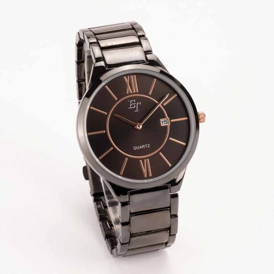 IHR GESCHENK: ULTRAFLACHE HERRENUHR „ONYX“ 