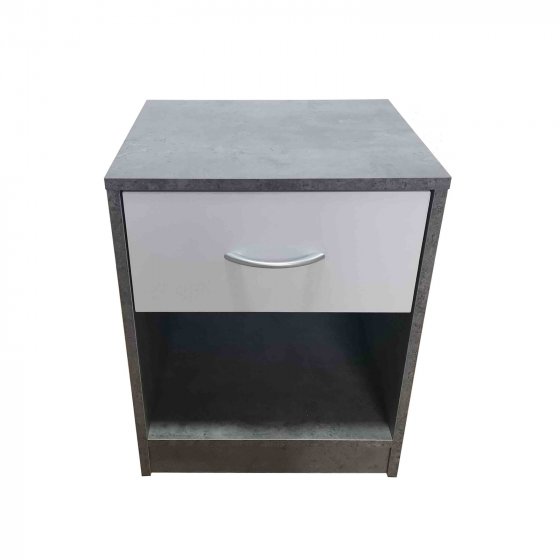 Nachtschrank mit 1 Schublade Nina Beton Weiß