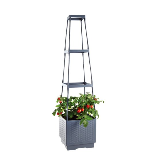 Pflanzturm Nessa Grau mit Rankhilfe 