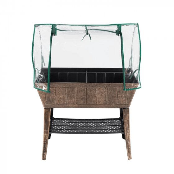 Hochbeet Nessa mit Frühbeetabdeckung Braun 