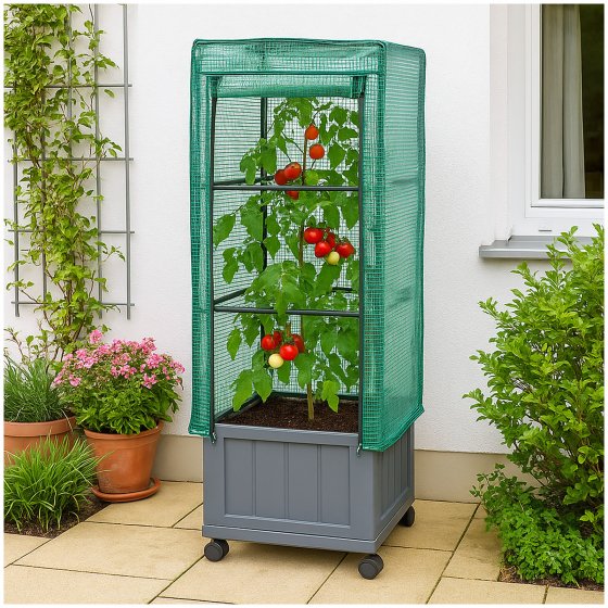 Pflanzkübel mit Rankgitter und Folienabdeckung Nessa 30x30 cm 