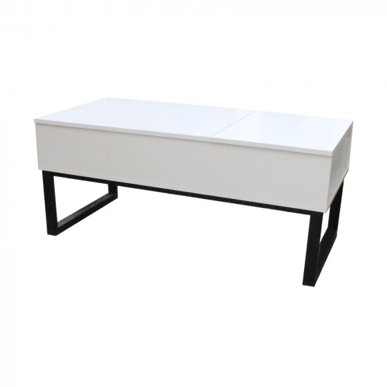 Couchtisch höhenverstellbar mit Stauraum Weiß 