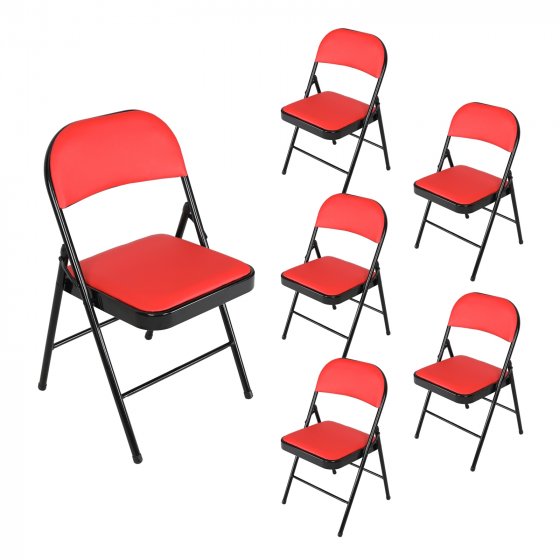 Klappstuhl Kunstleder Gestell Schwarz 6er-Set