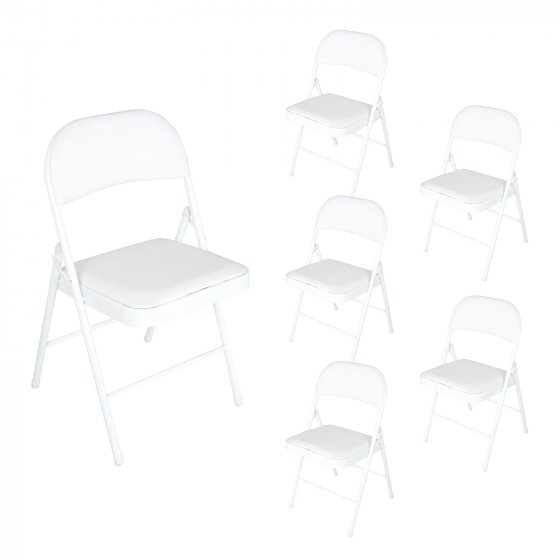 Klappstuhl Kunstleder Gestell Weiß 6er-Set Weiß