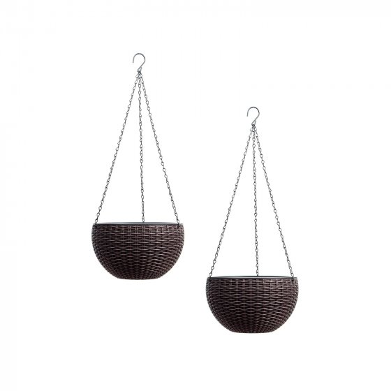 Blumenampel 2er Set Rattanoptik Braun