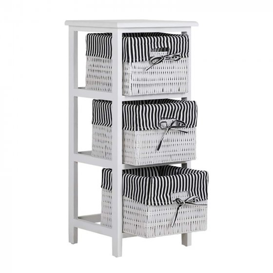 Regal mit 3 Körben Mia Landhaus Weiß Schwarz 