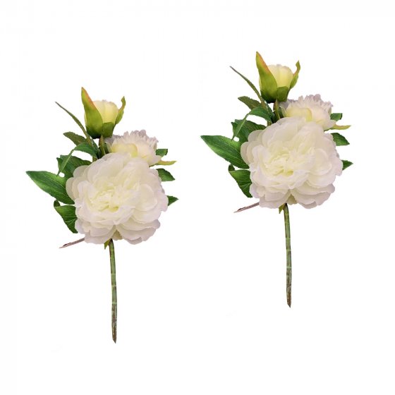 Pfingstrose 2er Set Weiß Flora 38 cm