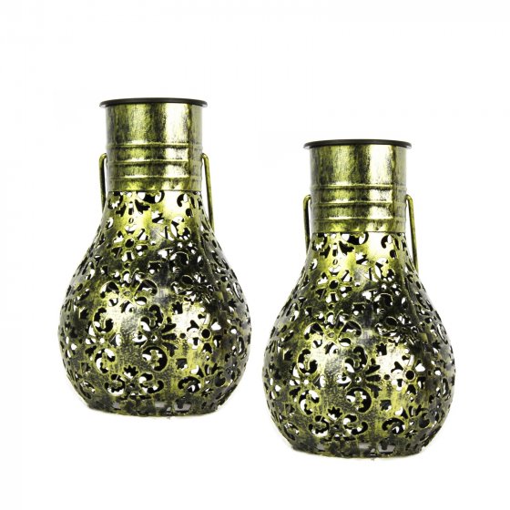 Solarlaterne Luna 2er Set Blüten Bronze
