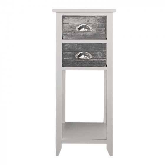 Beistelltisch 2 Schubladen Mia Landhaus Weiß Grau 