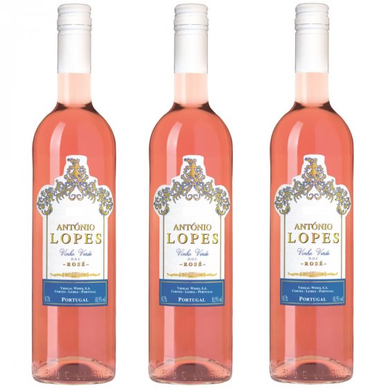 Antonio Lopes Rose Vinho Verde aromatisches Bukett 750ml 3er Pack 