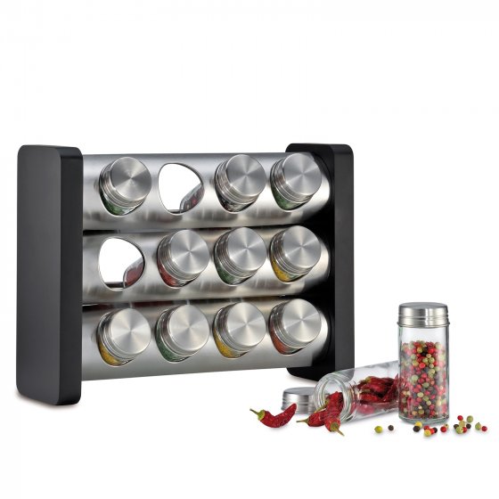Gewürzständer mit 12 Gläsern Edelstahl 