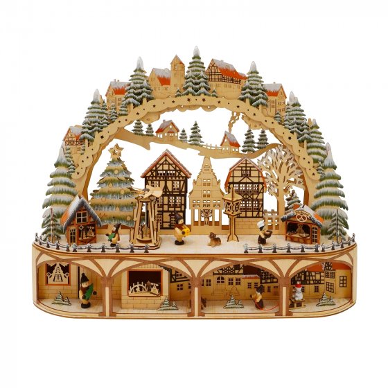 LED Schwibbogen Weihnachtsmarkt 