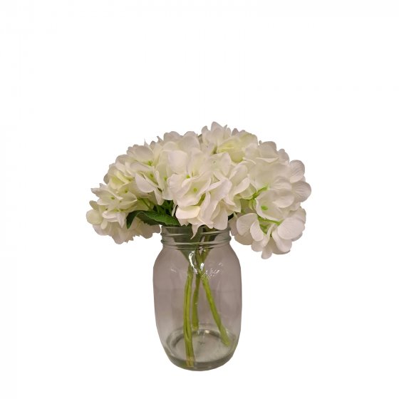 Hortensie Weiß in Vase Kunstblume Flora