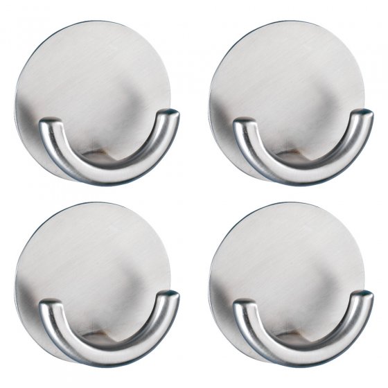 Wandhaken Mod. Rondo matt 4er Set Edelstahl, selbstklebend, rostfrei 