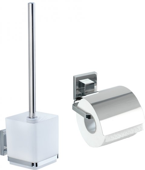 Vacuum-Loc® WC-Set Mod. Quadro 2-teilig Edelstahl, WC-Garnitur und Toilettenpapierhalter, rostfrei 