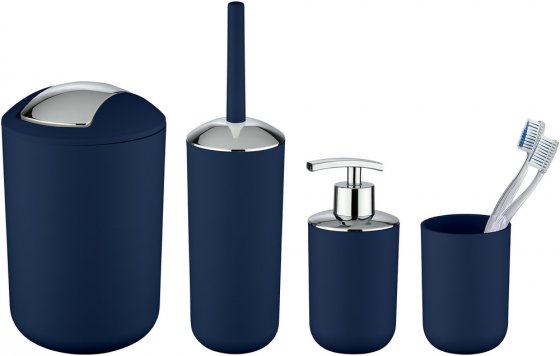 Bad-Accessoire-Set Mod. Brasil Dunkelblau 4-teilig, bruchsicher 