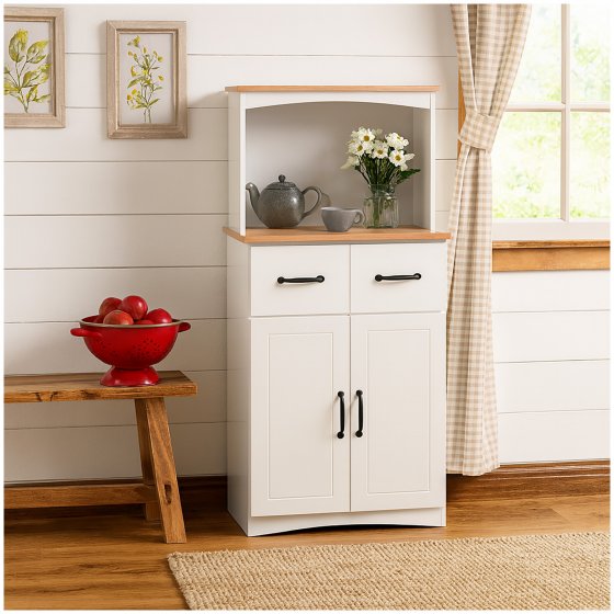 Moderner Küchenschrank mit viel Stauraum Landhausstil Weiß 