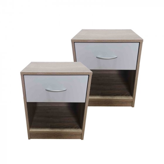 Nachtschrank 2er-Set Nina Sonoma Weiß