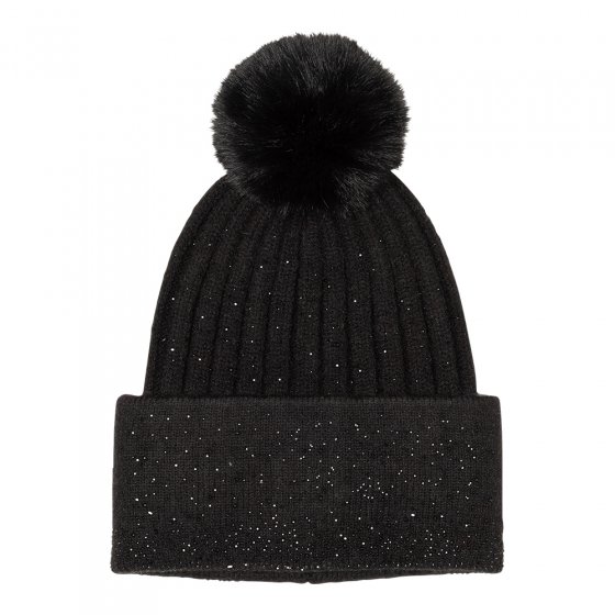 Strickmütze mit Glitzer  Schwarz
