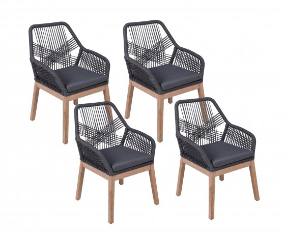 Sitzgruppe "POMONA" grau,4er-Set 