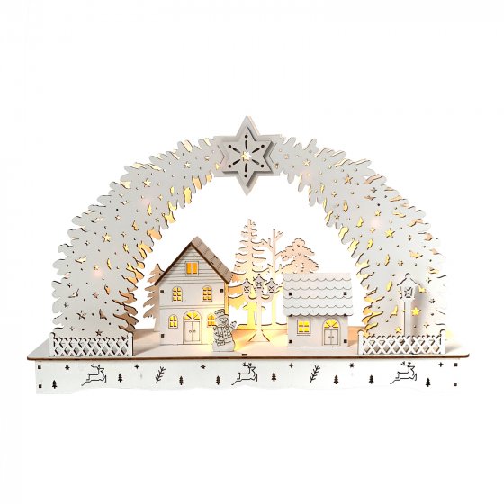 Leuchtbogen in modernem Weiß Weihnachtsdorf