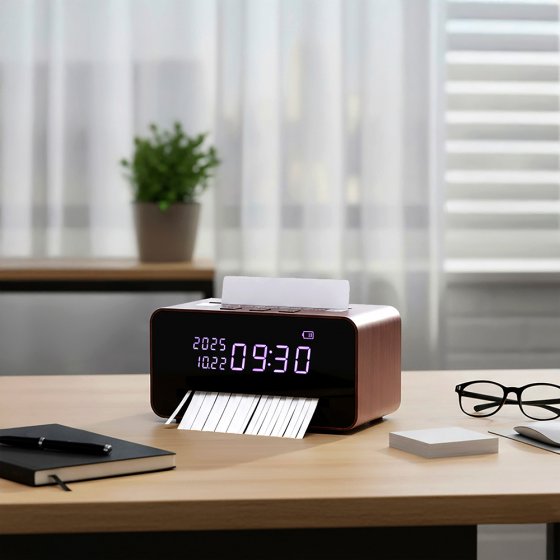 Tisch-Aktenvernichter mit Uhr 