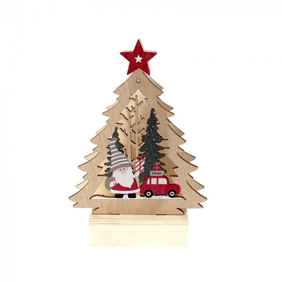 Weihnachtsdeko Tannenbaum mit Weihnachtsmann und Auto 
