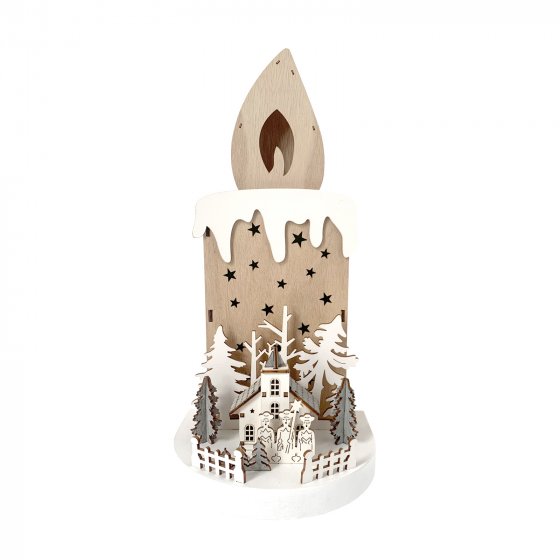 LED Weihnachtsdeko Kerze mit Kirche und Sternsingern