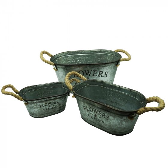 3er-Set Pflanztopf Zink 