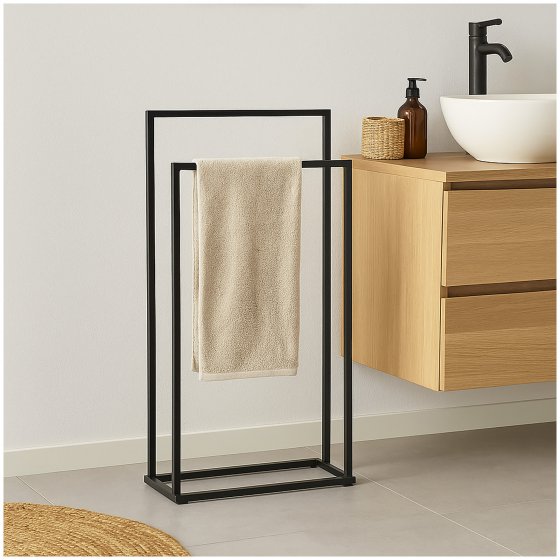 Moderner Handtuchhalter aus robustem Stahl in Schwarz 