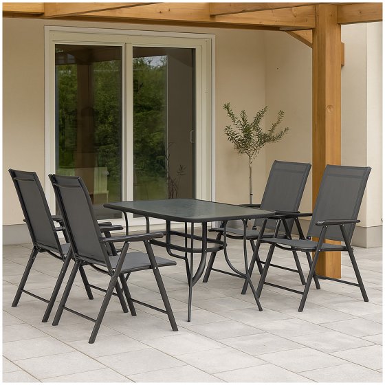 4er Set moderner Gartenstühle mit 5-fach verstellbarer Rückenlehne 