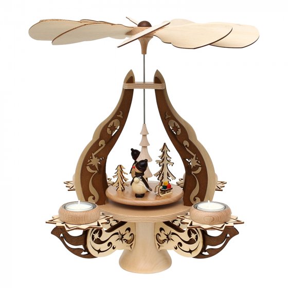 Holz Leuchterpyramide Schneemänner 