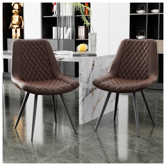 Esszimmerstuhl Astrid 2er-Set Kunstleder Braun 