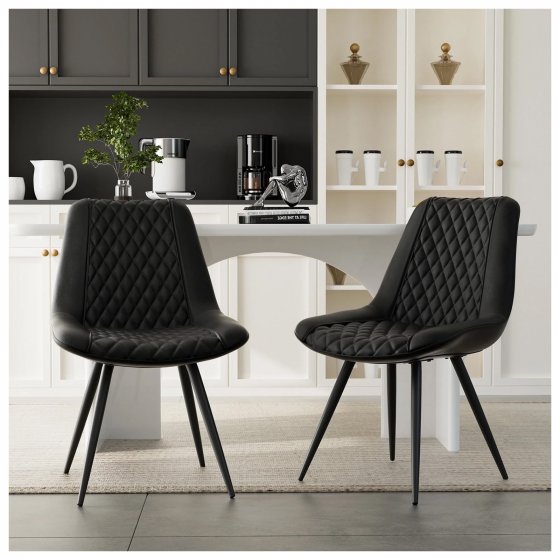 Esszimmerstuhl Astrid 2er-Set Kunstleder Schwarz 