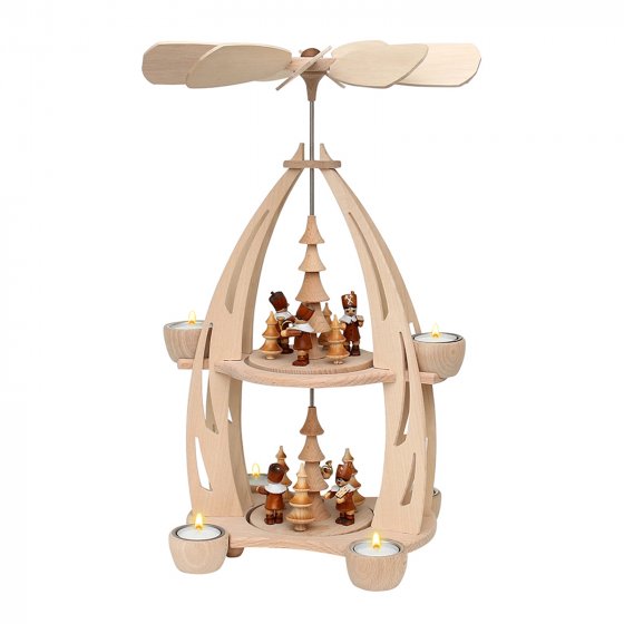 Tischpyramide mit 6 Teelichtern Bergleute 