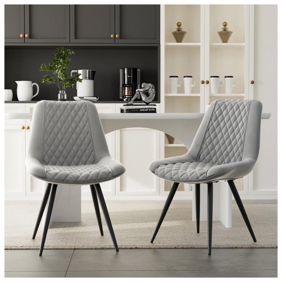 Esszimmerstuhl Astrid 4er-Set Kunstleder Grau 
