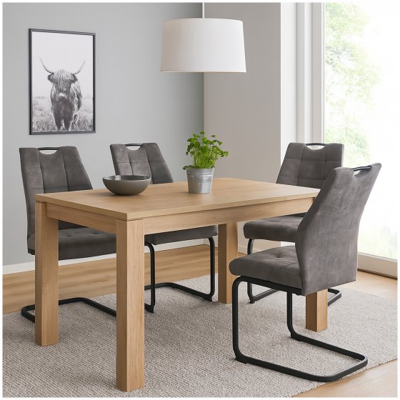 Modernes 4er Set hellbraune Schwingstühle für Esszimmer und Küche 