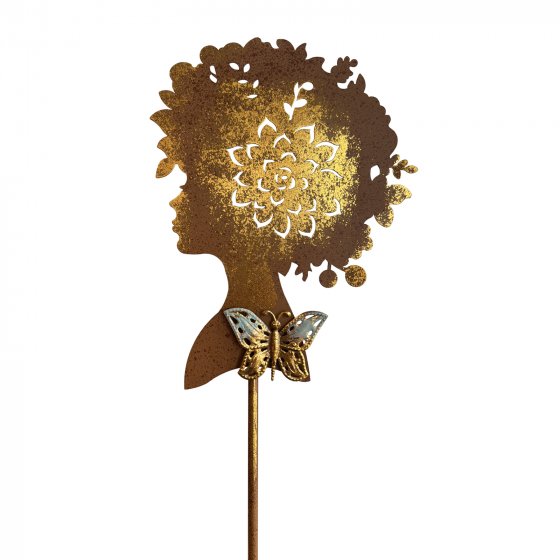 Gartenstecker Kopf mit Schmetterling 