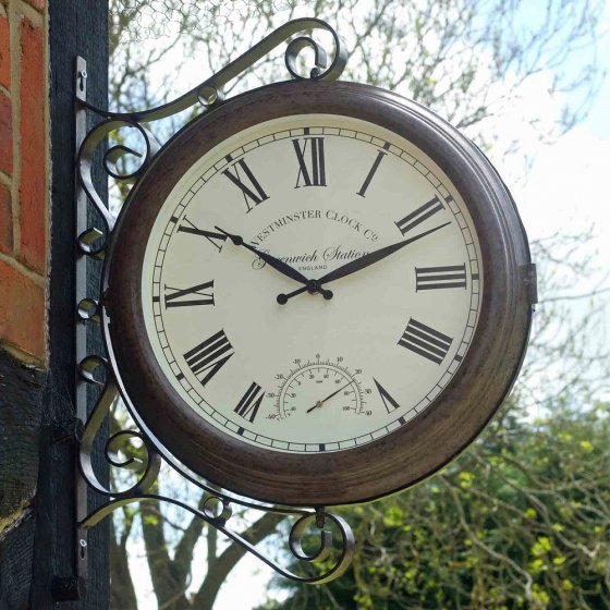 Greenwich-Wanduhr mit Thermometer 