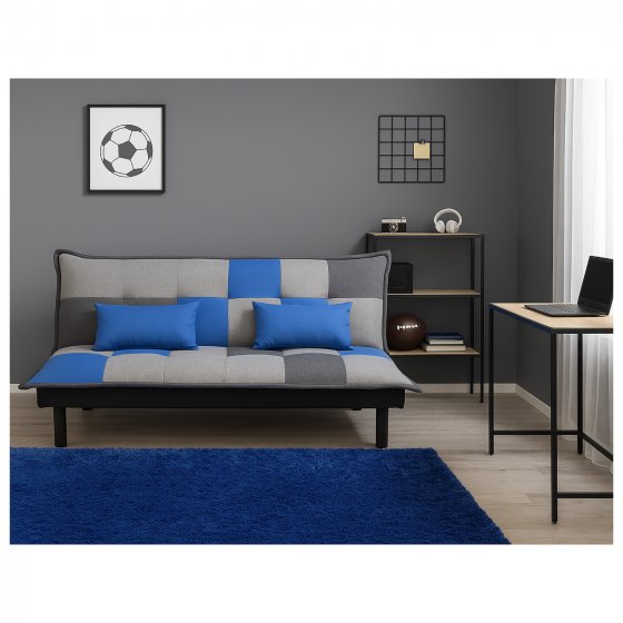 Couch Karo mit Schlaffunktion Blau 
