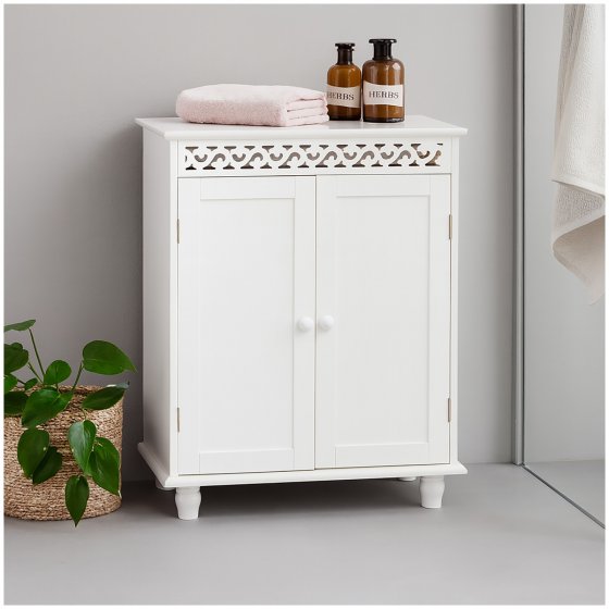 Kommode Mehrzweckschrank Weiß mit Verzierungen im Landhausstil 