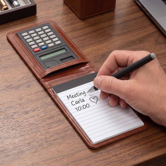 Handliches Notizset mit Taschenrechner 