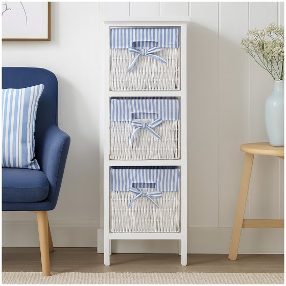 Praktisches Regal aus Paulowniaholz mit 3 Körben vielseitige Aufbewahrungslösung 