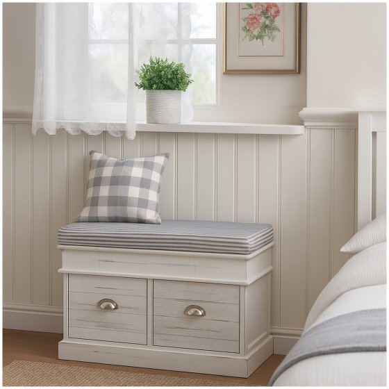 Sitzbank mit Stauraum und Sitzpolster praktisch und stilvoll für Flur und Wohnbereich 